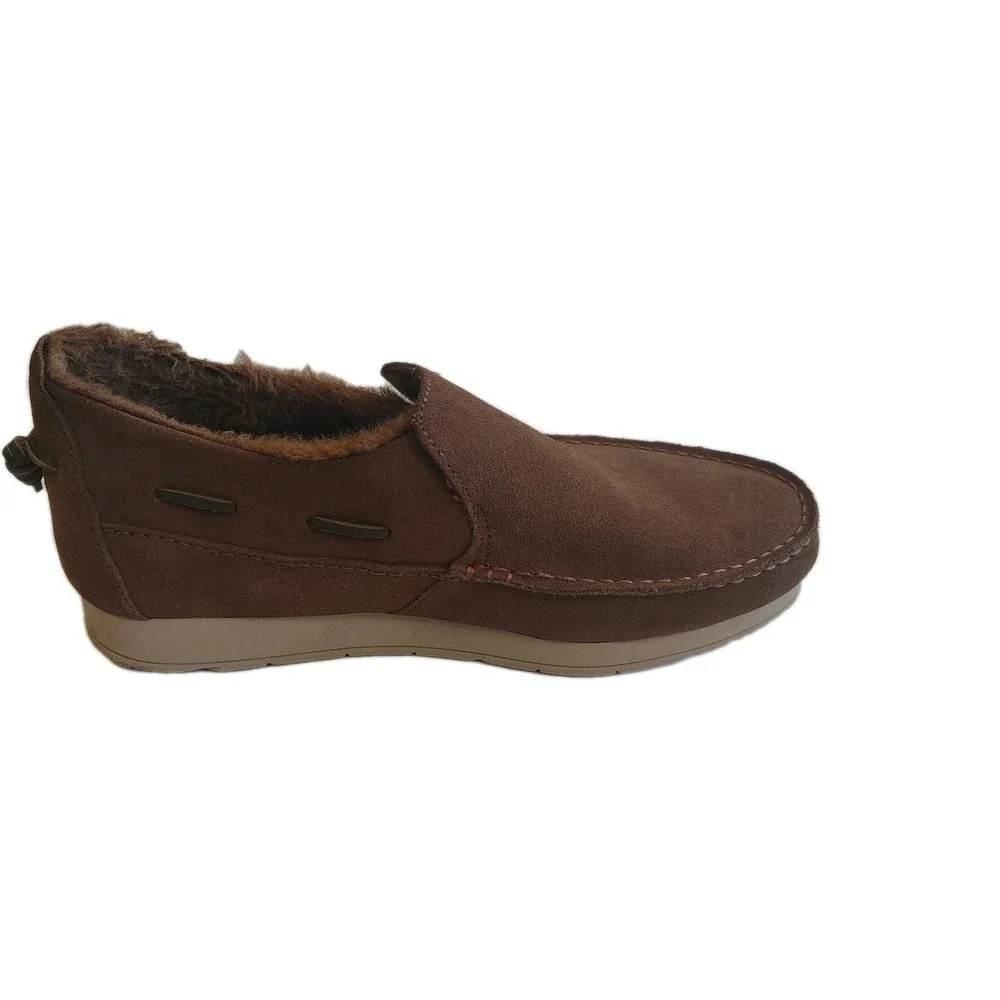 Sperry Moc Sider Men's Slip On Shoes Fleece Lined Suede Dark Brown Size 9.5‎